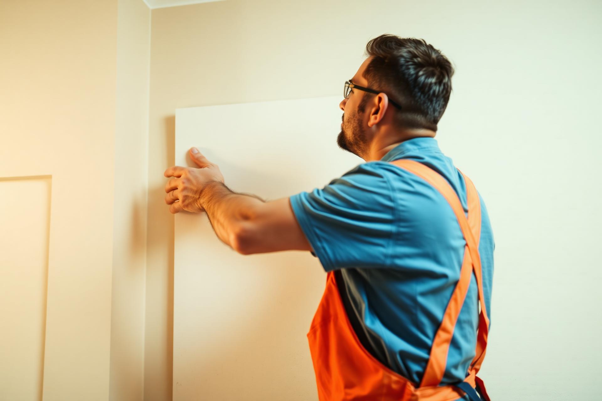 Installateur professionnel de gypse au travail
